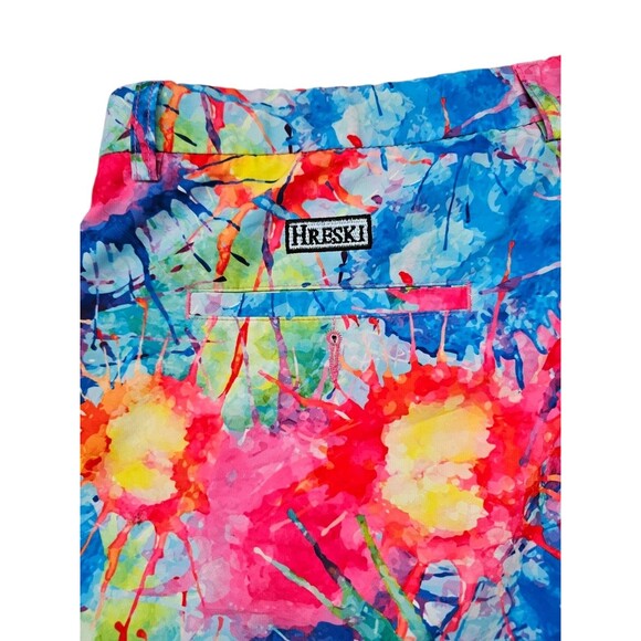 HRESKI Golf Shorts Mens 44 Colorful Splatter Loud Print Tech Performance Flex - Picture 5 of 14